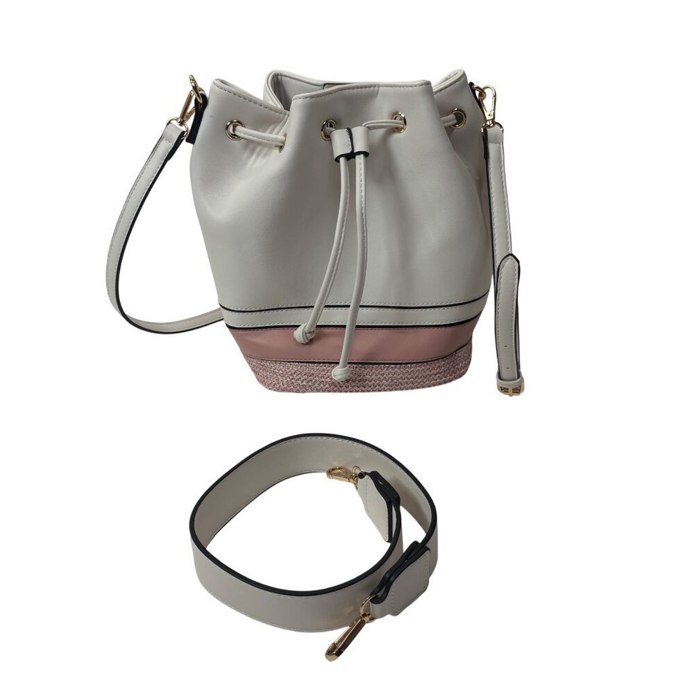 Jen & Co Darcy Pink Bucket Bag Vegan Leather Crossbody Shoulder Handbag Purse - Picture 4 of 13